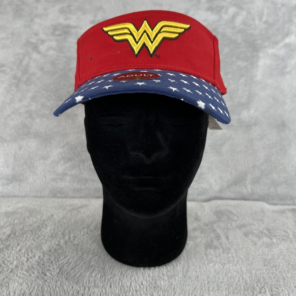 Six Flags Wonder Woman Visor DC Comics Red Blue Star Adjustable Superhero Hat